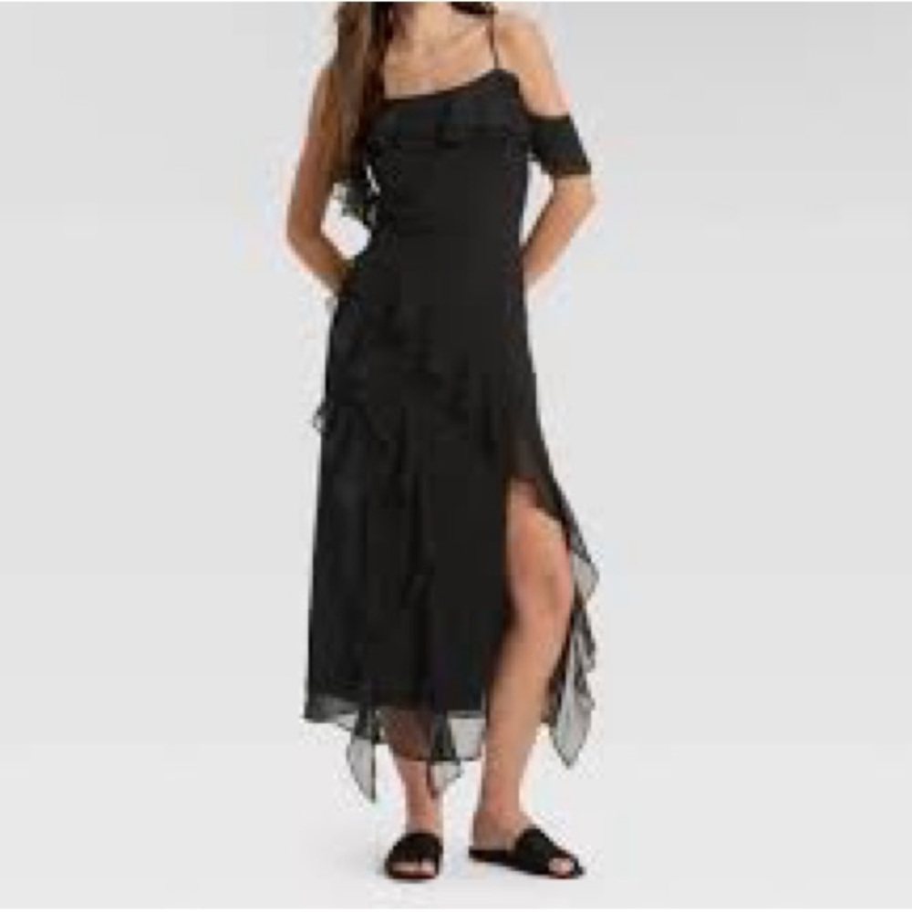 Wild Fable Dress Womens SMALL Tiered Maxi Sundress Black